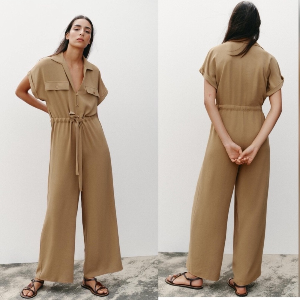 ZARA Utility Style Wide-Leg Jumpsuit | Size S NWT